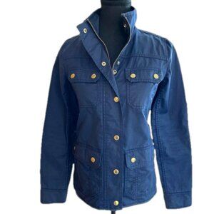 J. CREW Downtown Field Cotton Jacket Zip Snaps Front Utility Military Style